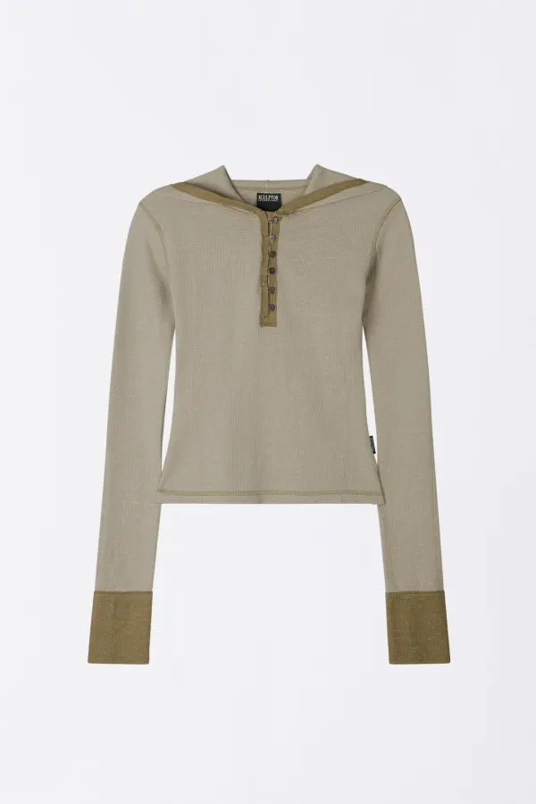 Heather Hoodie Tee Beige