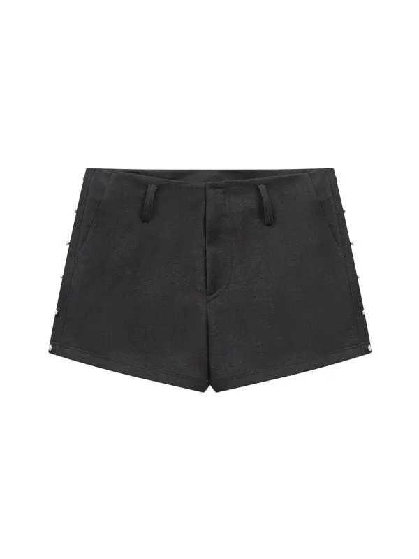 MIXED RIVET SHORTS (BLACK)