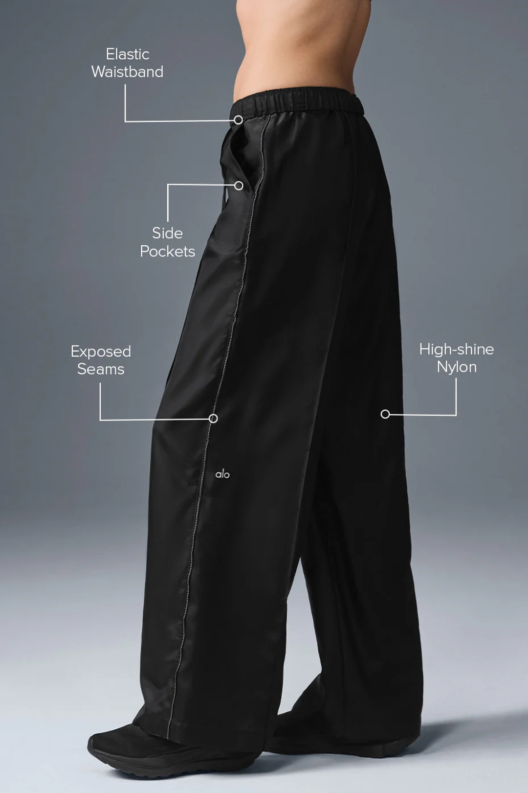 알로요가 Afterglow Wide Leg Track Pant - Black 상품 이미지 2