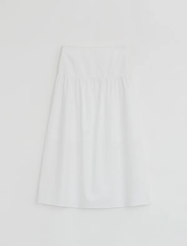 COTTON SHIRRING SKIRT [WHITE]