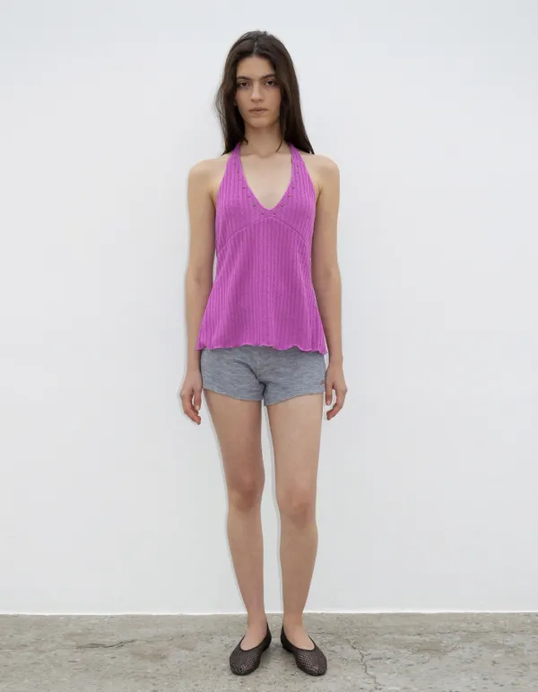 BASIC KNITTED DOLPHIN SHORTS, GREY