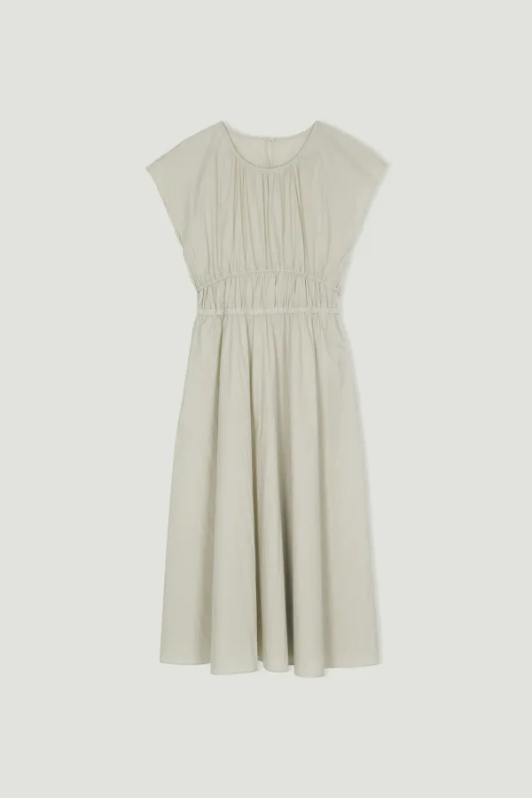 MUTE SHIRRING LONG DRESS_CREAM