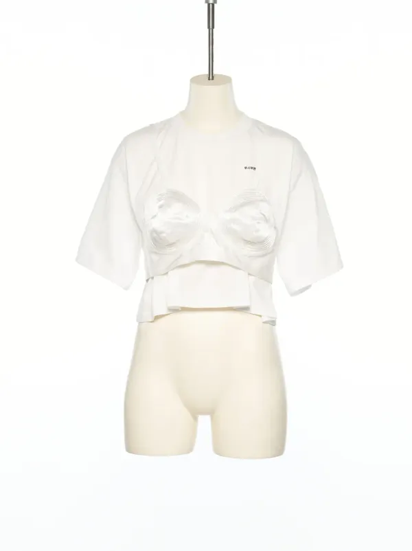 PS25 WHITE BRA POINT CROPPED TOP