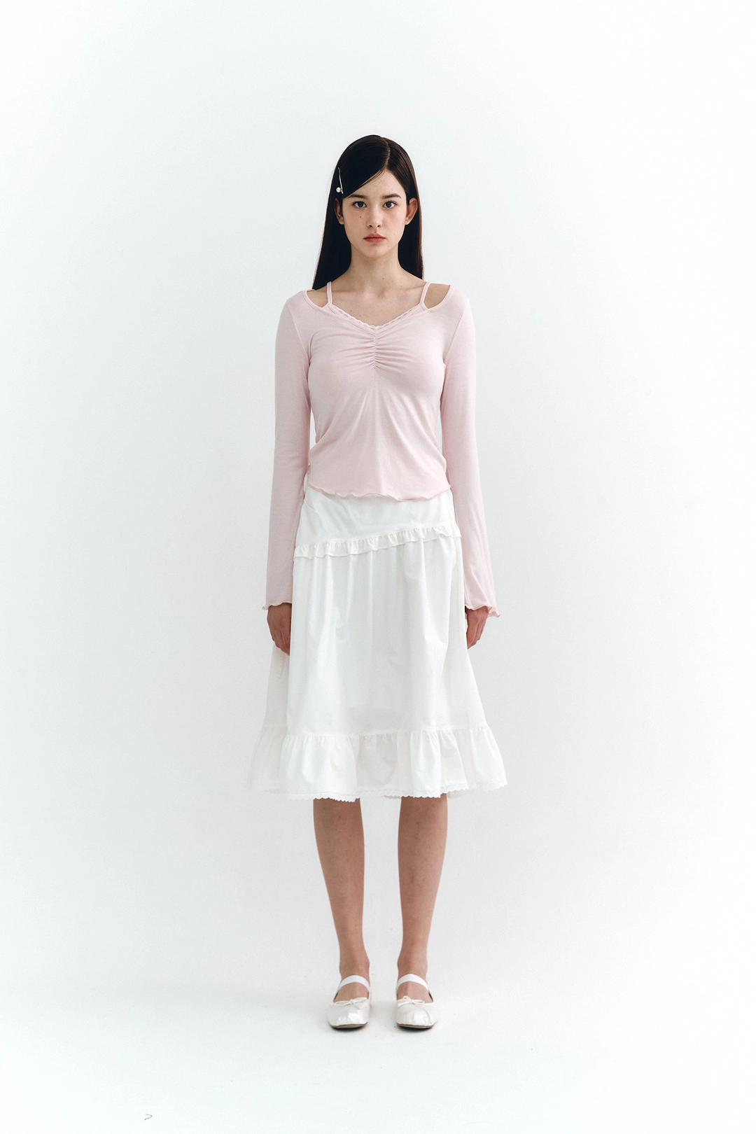 Layered Lace Long Sleeve Pink