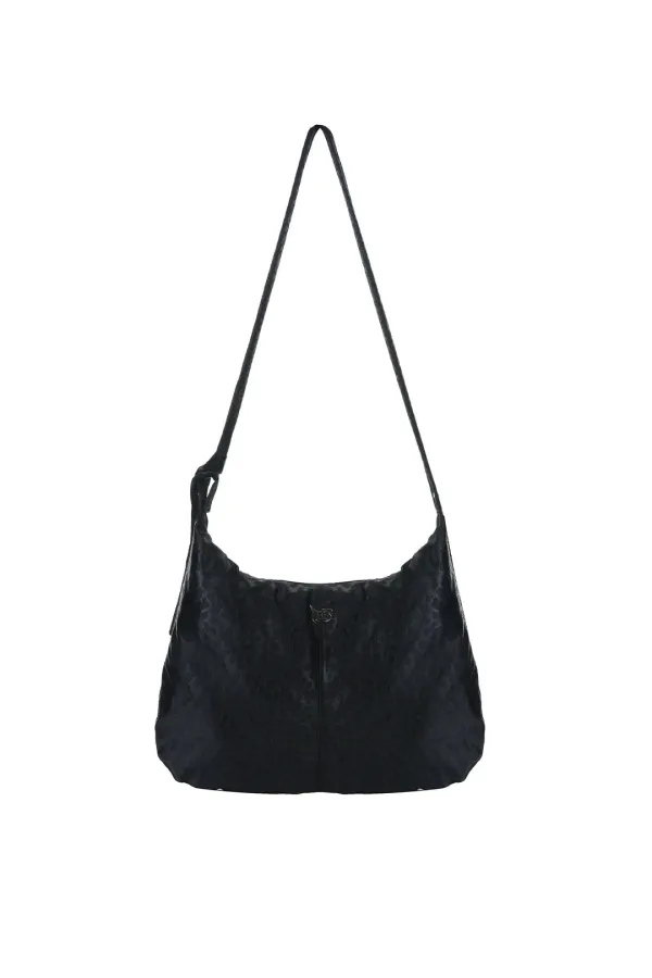 METAL LOGO SOFT HOBO BAG BLACK