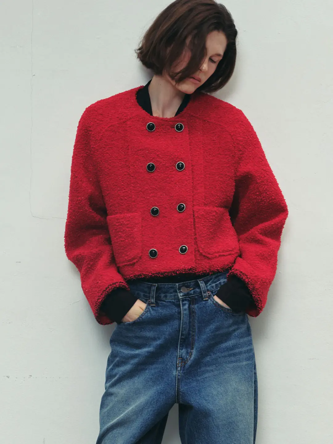 쏘이르 DOUBLE BOUCLE TWEED JACKET - RED 상품 이미지 2