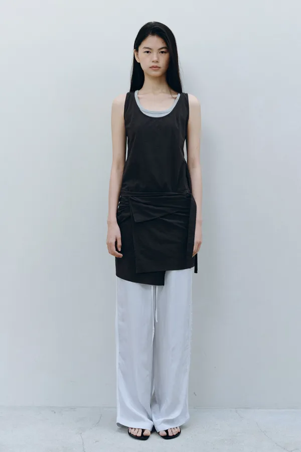 DETACHABLE PANEL DRESS, BLACK