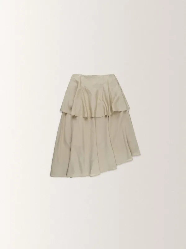SHEER FRILL SKIRT [ BEIGE ]