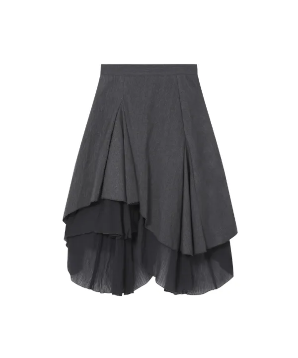 Unbalanced layered skirt CHARCOAL
