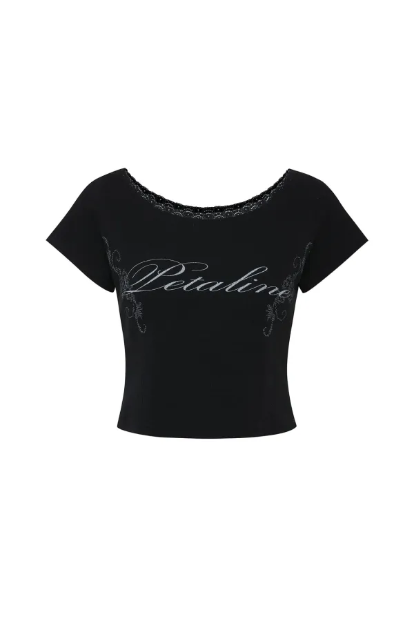 PETALINE LACE TEE black