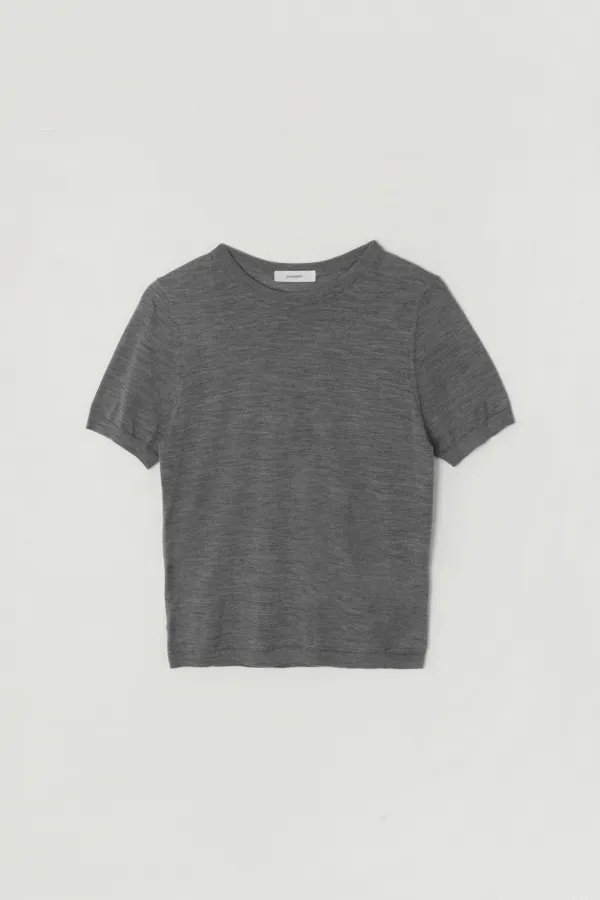 SPRIA SUMMER WOOL ROUND-NECK KNIT_GRAY