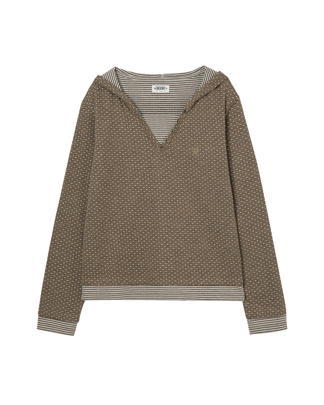 에이이에이이 HOODED HENLEY NECK TEE [KHAKI] 상품 이미지 1