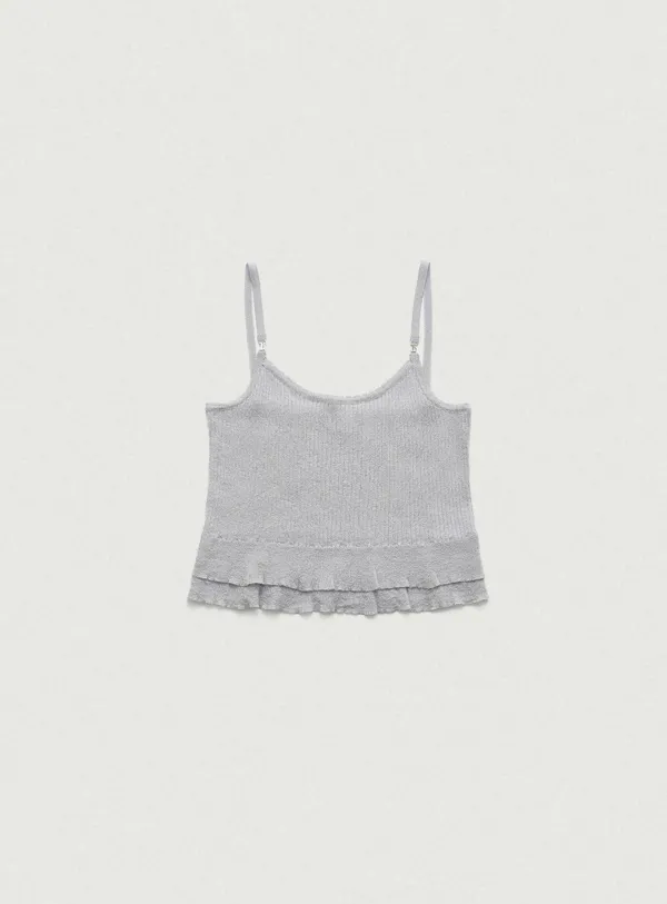 Bell Ruffle Sleeveless Knit Top_Light Grey