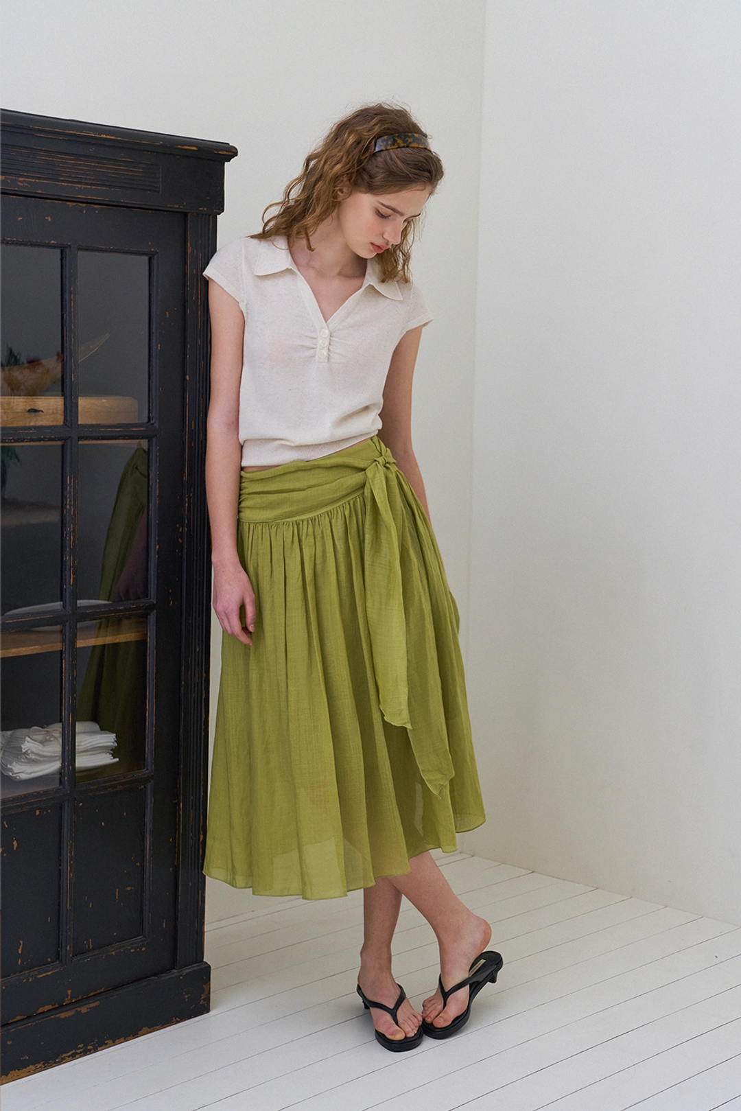 위드아웃썸머 Almond strap skirt_lime 상품 이미지 2