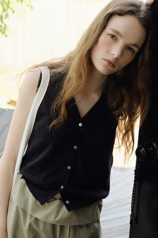 linen vest pullover (deep navy)