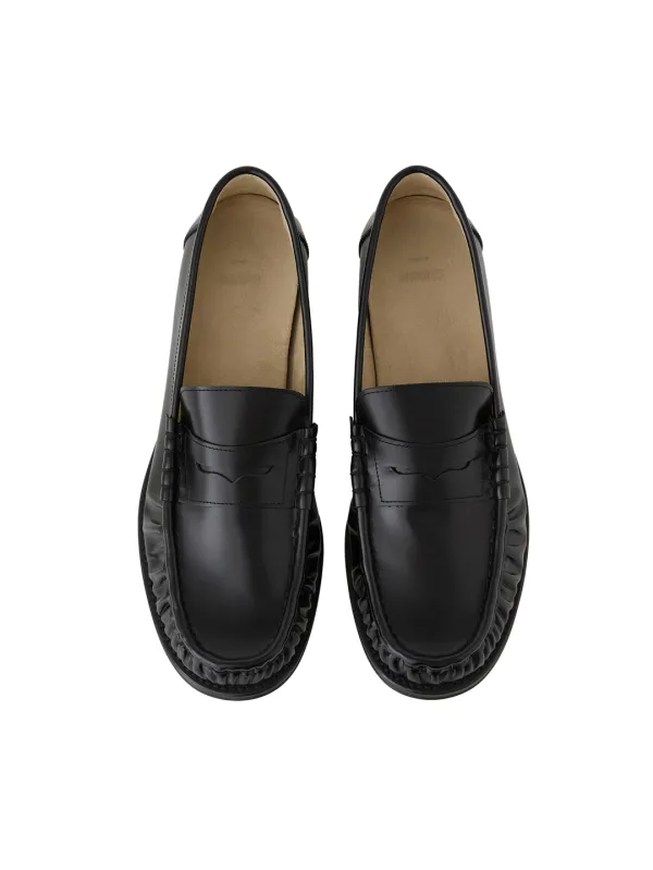 G PENNY STRAP LEATHER LOAFERS (BLACK)