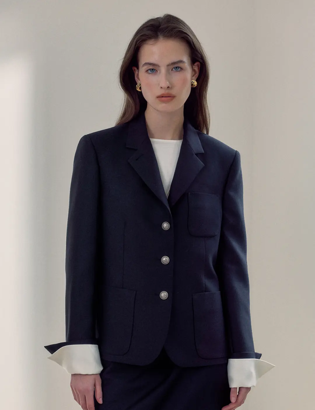 노미나떼 Wool Silk Classic Jacket (Dark Navy) 상품 이미지 2
