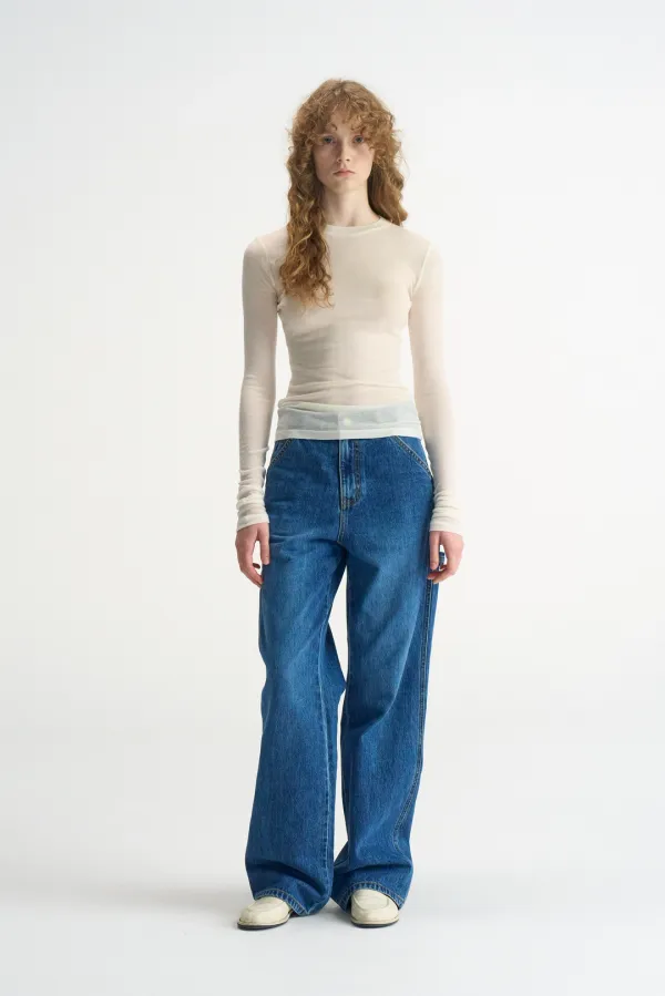 Sheer Tencel Long Sleeve Tee_Ivory