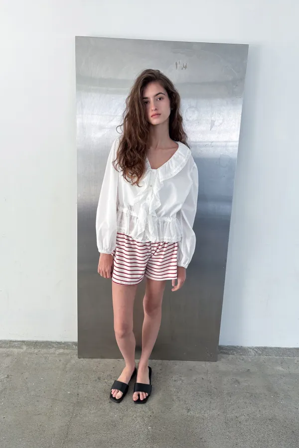 Cozy Stripe Shorts_red