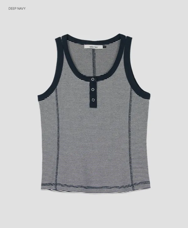 (T-7218)SCOOP NECK EYELET STRIPE SLEEVELESS