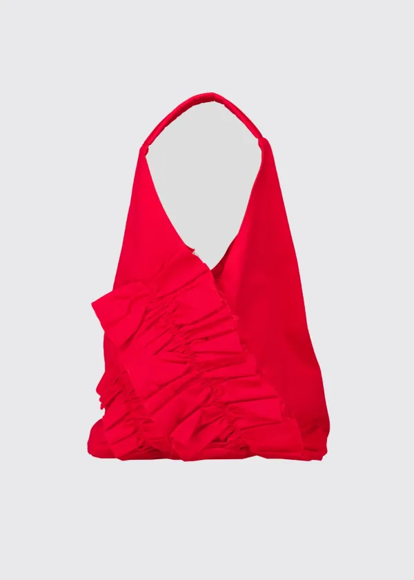 COTTON ORIGAMI RUFFLE BAG - RED
