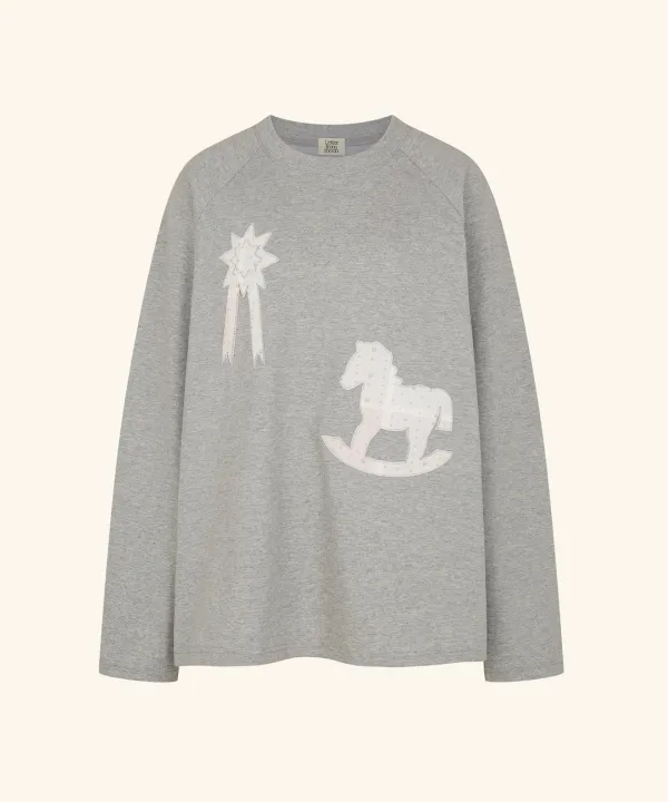 Pony Patchwork Long Sleeve ( Gray )