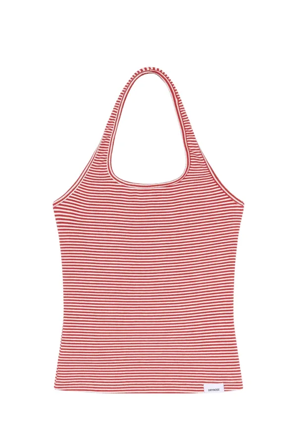STRIPE HALTER SLEEVELESS (RED)