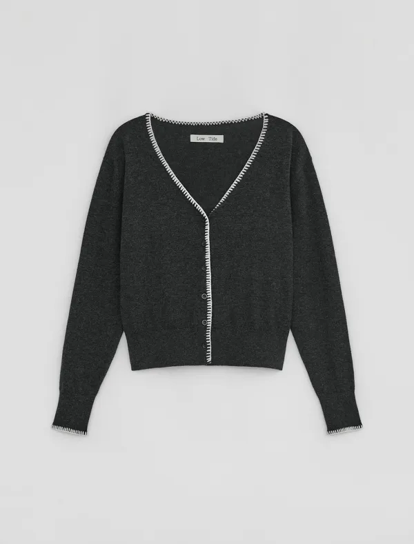 [1st REORDER] HAND STITCH CARDIGAN [CHARCOAL]
