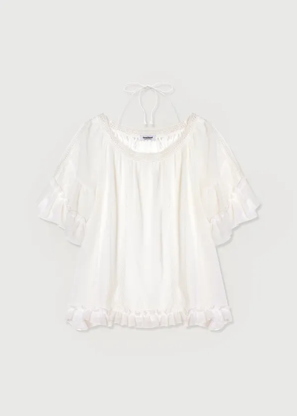 MORI CHIFFON LACE BLOUSE - WHITE