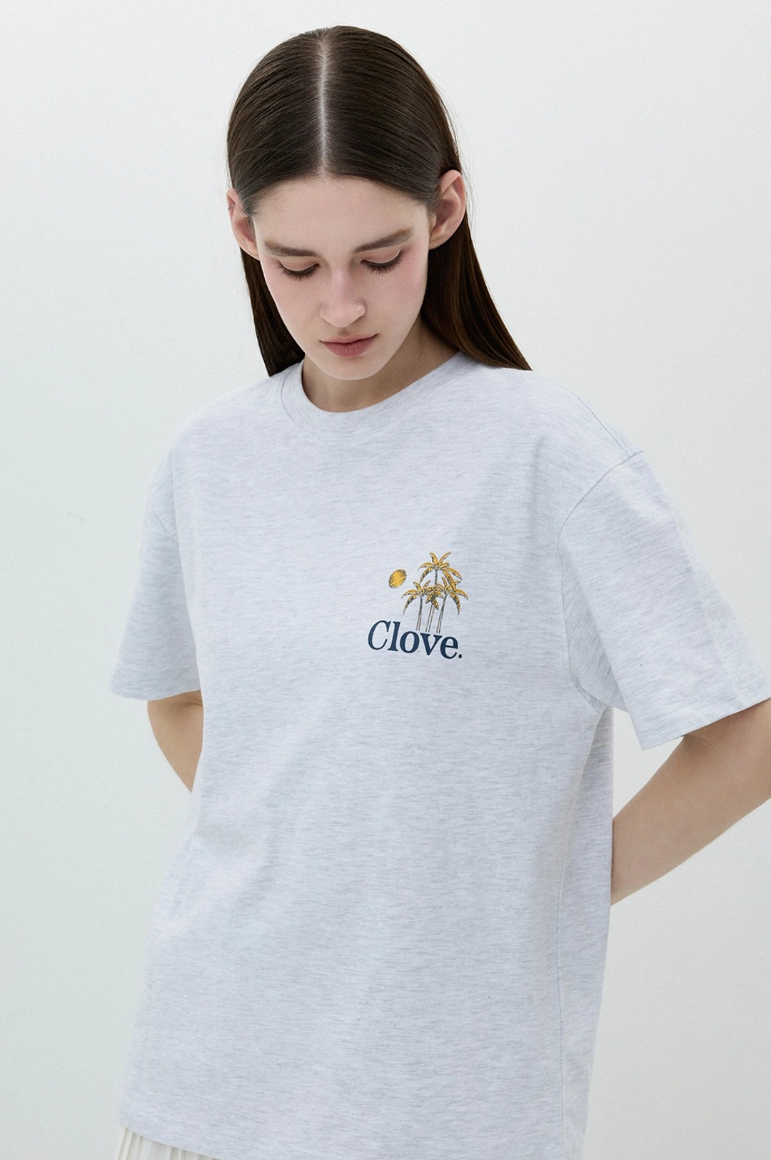 클로브 [25SS clove] Palm Tree Graphic T-shirt (Light Grey) 상품 이미지 2