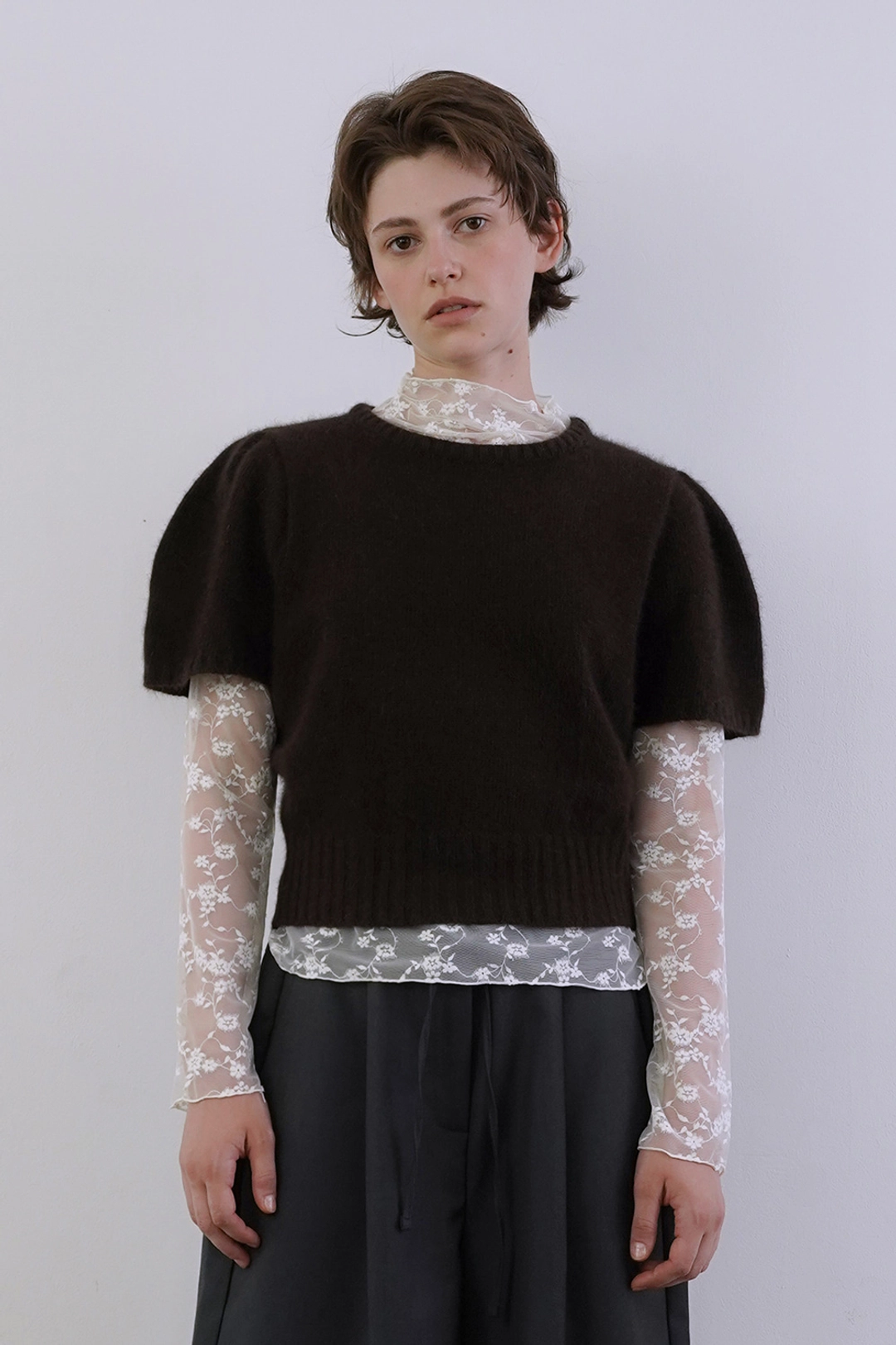 위드아웃썸머 Puff raccoon half knit_brown 상품 이미지 2