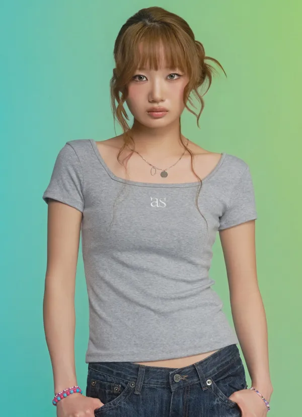 SQUARE LINE TEE / GRAY