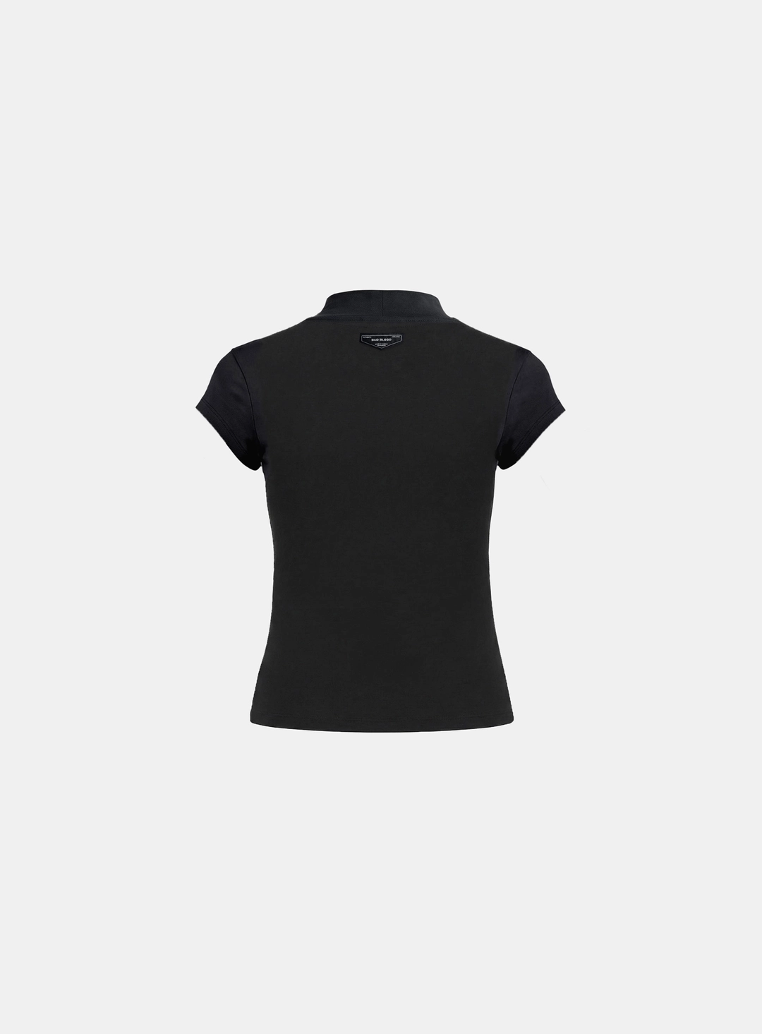 배드블러드 [w-tee26-113] Everyday Mock-Neck Short Sleeve T-Shirt - Black 상품 이미지 2
