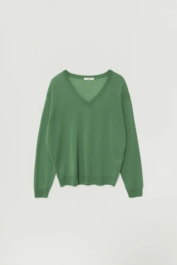 MEIN LINEN V-NECK KNIT_GREEN