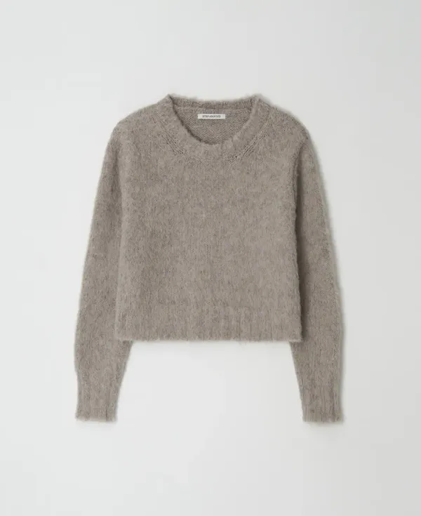 Brushed Crop Round knit_SAND STONE