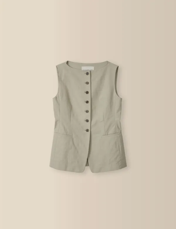 Como Boat-Neck Vest (Beige)