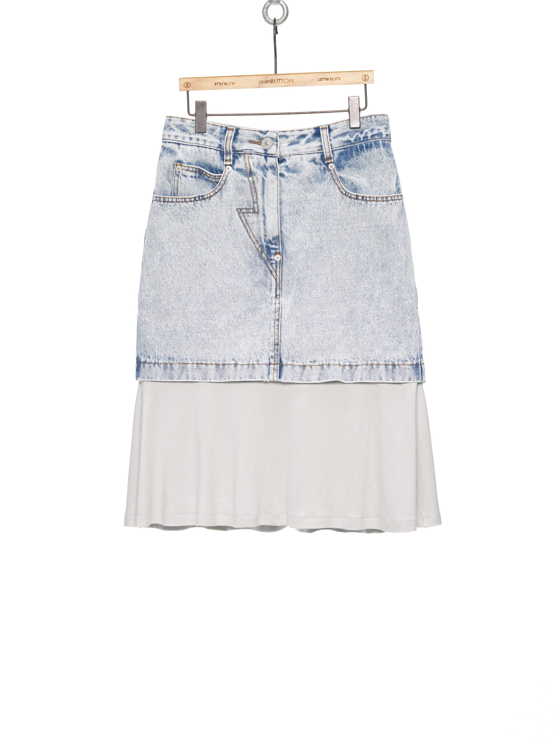 푸쉬버튼 SS25 BLUE DETACHABLE DENIM SKIRT 상품 이미지 1