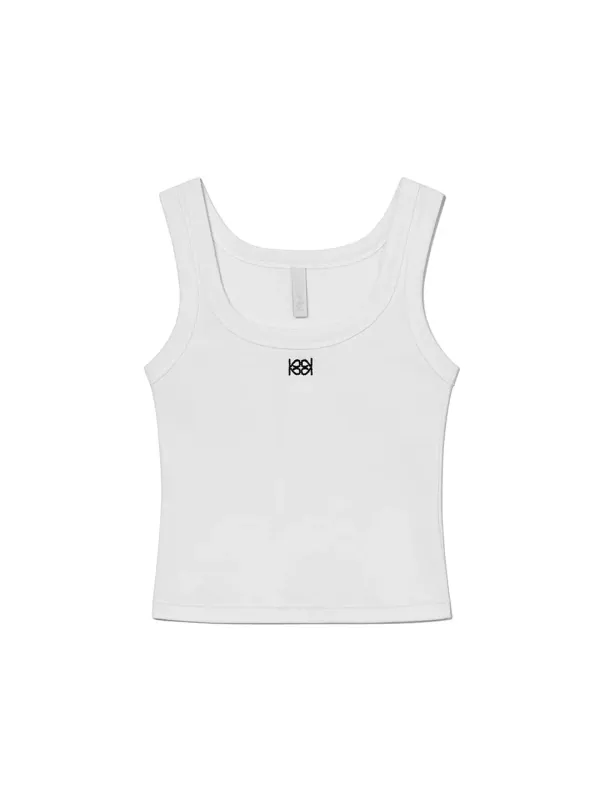 Square-Neck Rib Tank Top Off-White