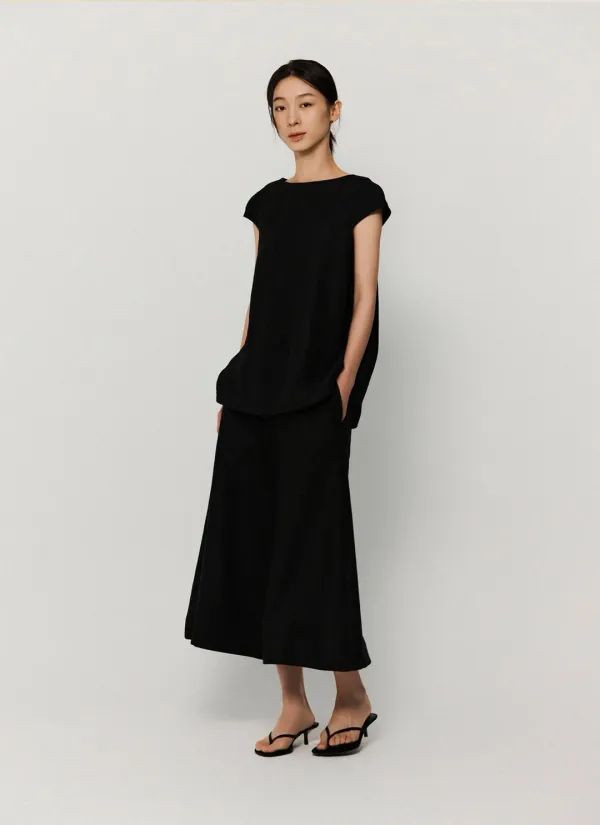 linen wide pants_black