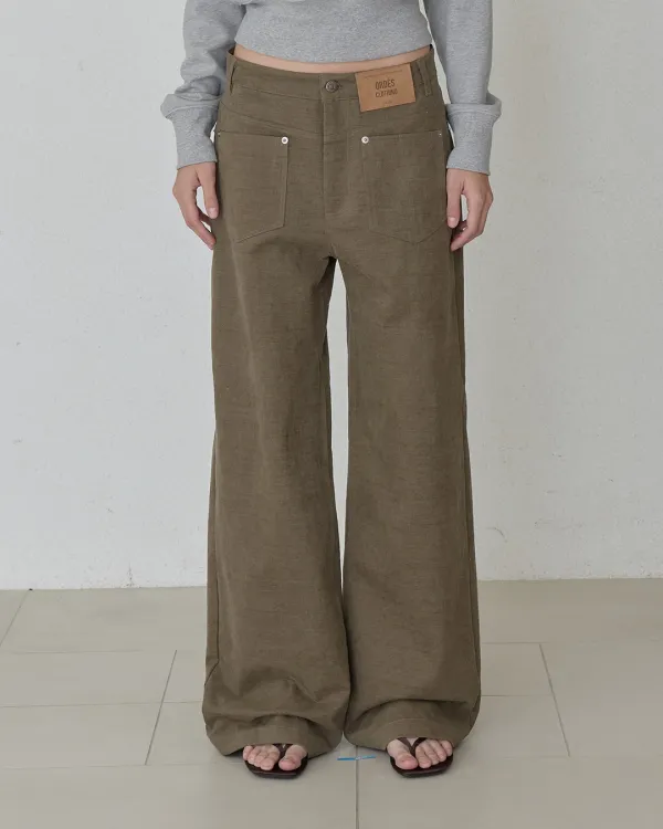 REVERSE PATCHED COTTON PANTS - BROWN