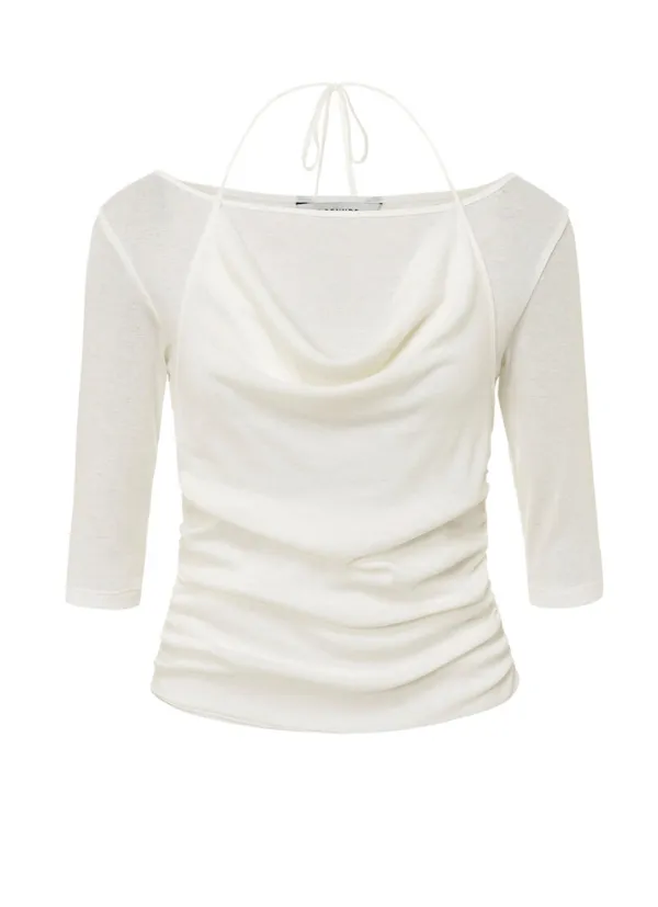 Cowl Halter Layered Jersey Top SW6XE242_3color