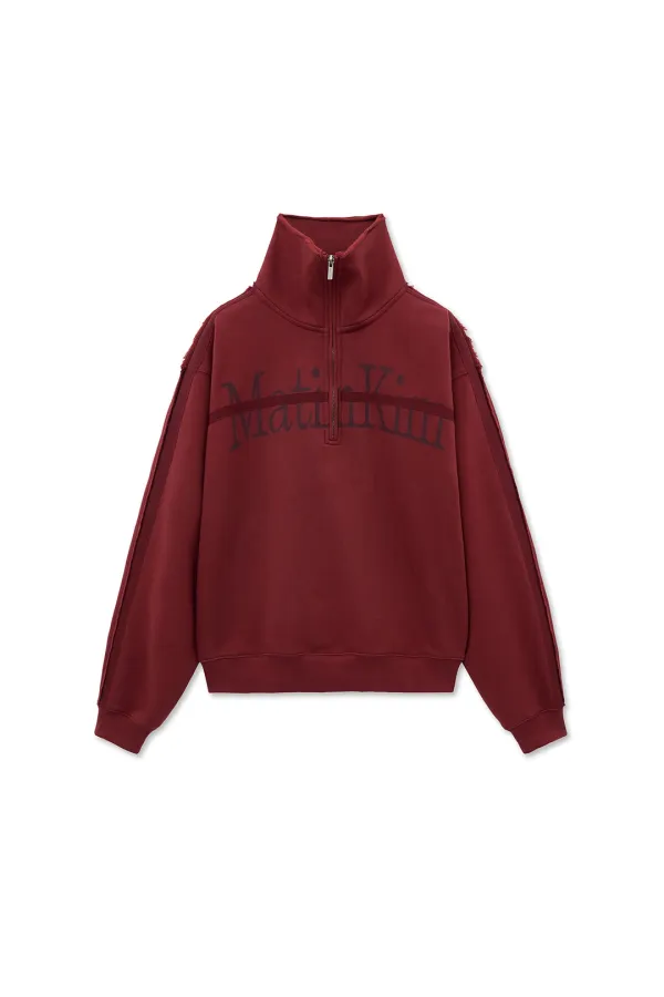 CUT OUT HALF ZIP SWEATSHIRT FOR WOMEN IN BURGUNDY