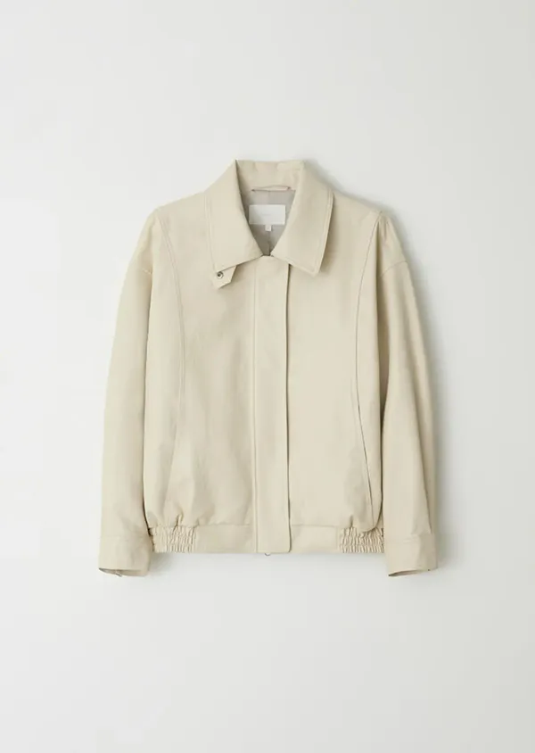 over fit leather blouson jacket-cream