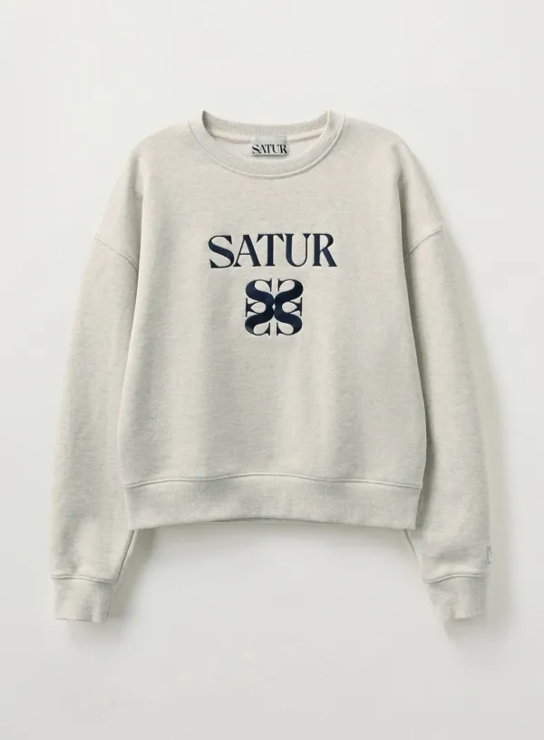 (W) Classic Logo Crop Sweatshirt - Melange Ivory