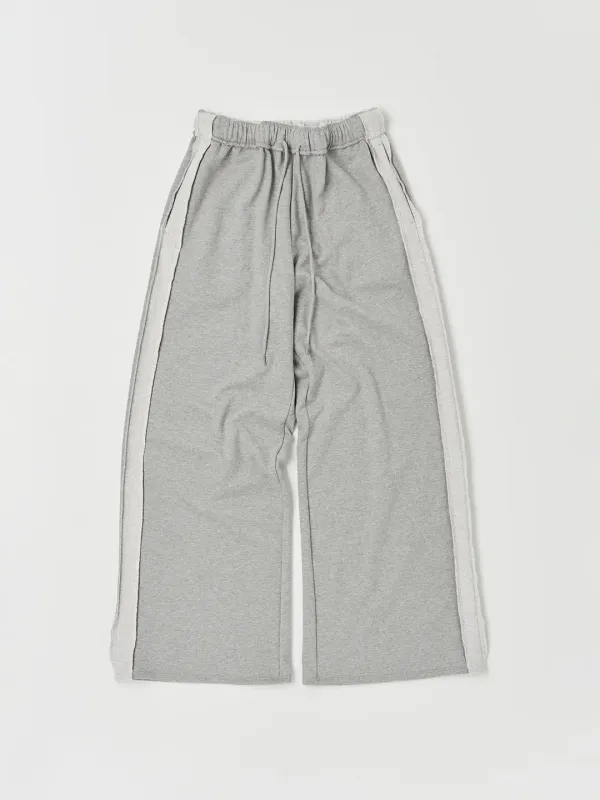 WIDE LEG SWEAT PANTS IN MELANGE GREY