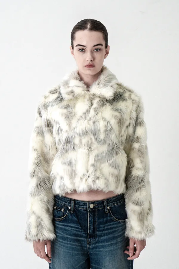 MIXED HAIRY FUR JACKET IVORY