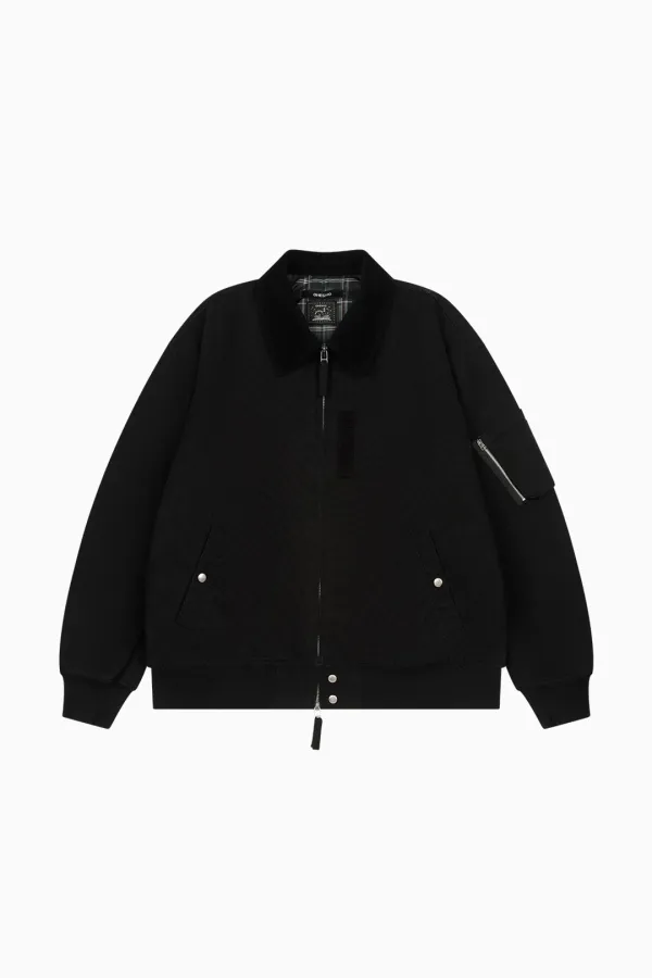 WASHED COTTON BLOUSON, BLACK