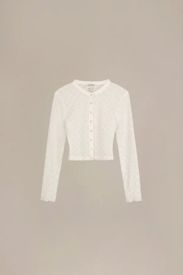 LACE SNAP CARDIGAN_WHITE