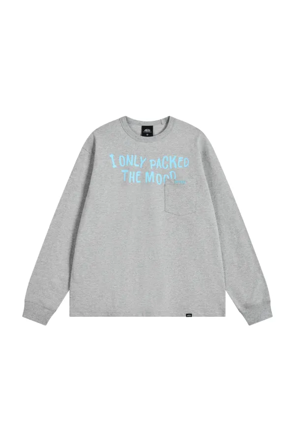 POCKET LONG SLEEVE T-SHIRT-MELANGE GRAY