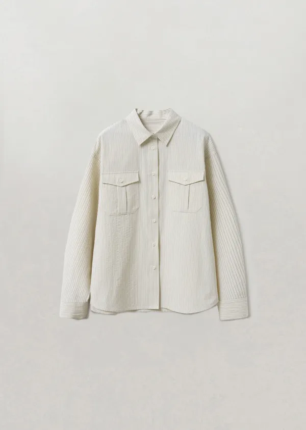 [여울 PICK] DOUBLE POCKET SHIRT (butter stirpe)
